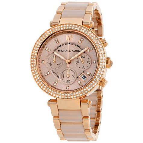 michael kors women's mk5896 parker rose goldtone chronograph watch|Michael Kors parker chronograph.